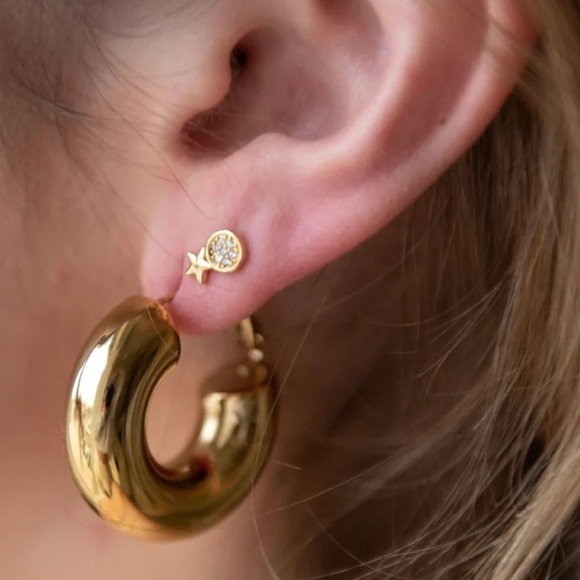 Jewelry - Waterproof gold plated chunky hoop earrings